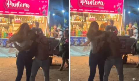 Vídeo mostra mulher dando socos em homem na Expoferr 2025; veja confusão