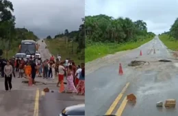 Trecho da BR-364 é parcialmente liberado após cratera se abrir no interior do Acre