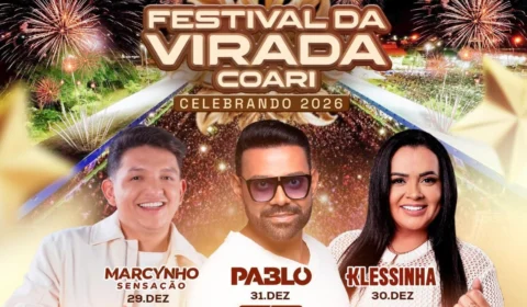Festival da Virada celebra a chegada de 2026 com três noites de shows em Coari