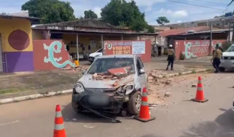 VÍDEO: Motorista perde o controle do carro e destrói muro de lava jato em Porto Velho