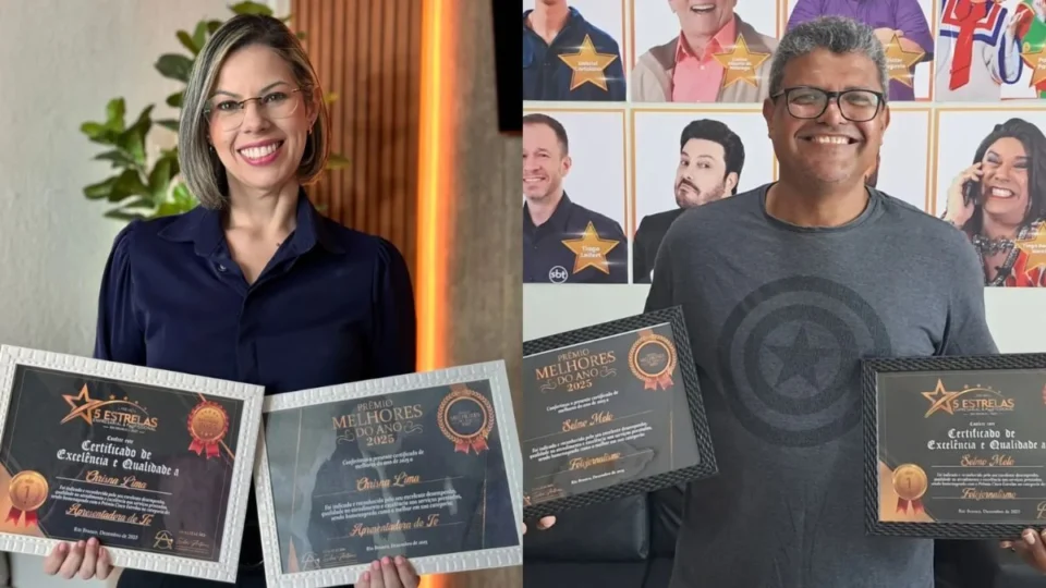 Apresentadora e cinegrafista da TV Norte Acre são destaques em ‘Prêmio Cinco Estrelas 2025’