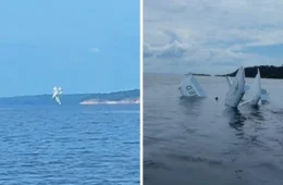 Vídeo mostra momento da queda de avião no Rio Negro e deixa dois feridos