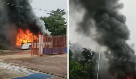 VÍDEO: ônibus é destruído por incêndio na zona oeste de Manaus