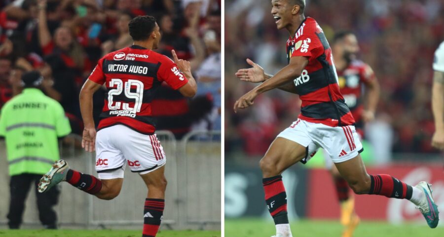 Victor Hugo e Wesley marcaram seus primeiro gols na Libertadores 2023 - Foto: Gilvan de Souza/CRF/divulgação