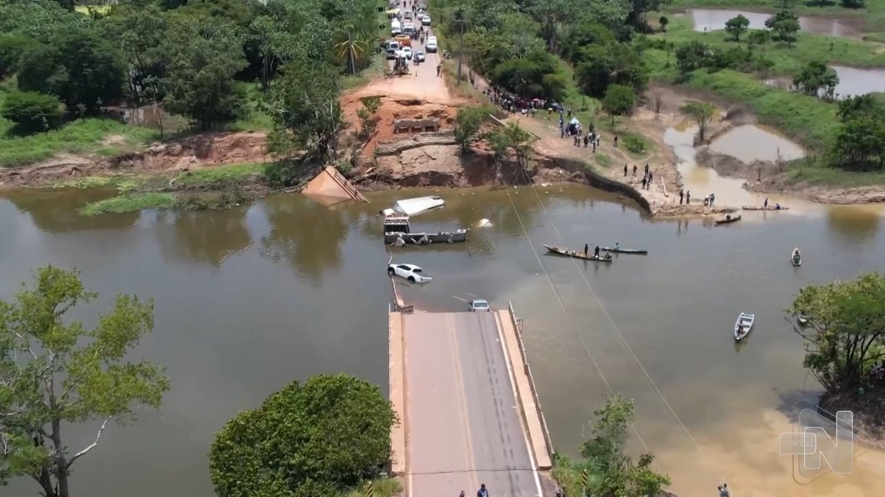 Imagem mostra local onde haverá reconstrução de ponte no Amazonas - Foto: Reprodução/TV Norte AM