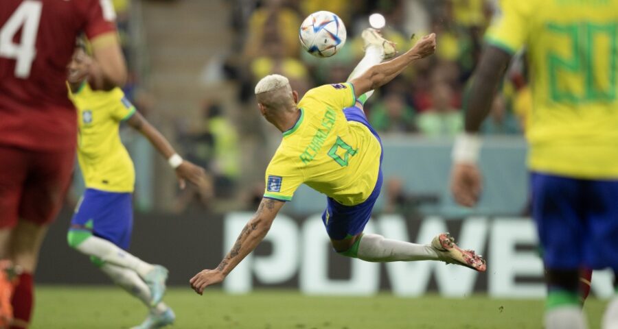 Gol de Richarlison no Catar - Foto:Lucas Figueiredo/CBF