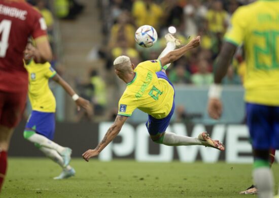 Gol de Richarlison no Catar - Foto:Lucas Figueiredo/CBF