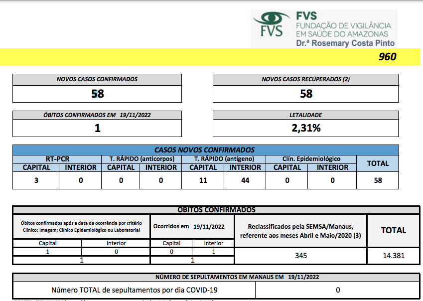 Cenário Covid-19 no Amazonas – Fonte FVS-AM