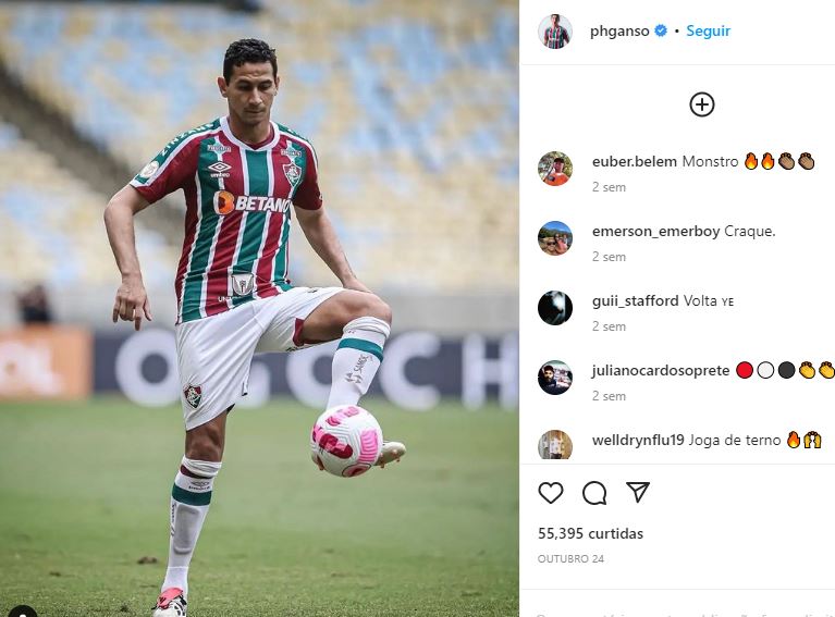 Fluminense deve manter o jogador para 2023 - Foto: Reprodução/Twitter @phganso