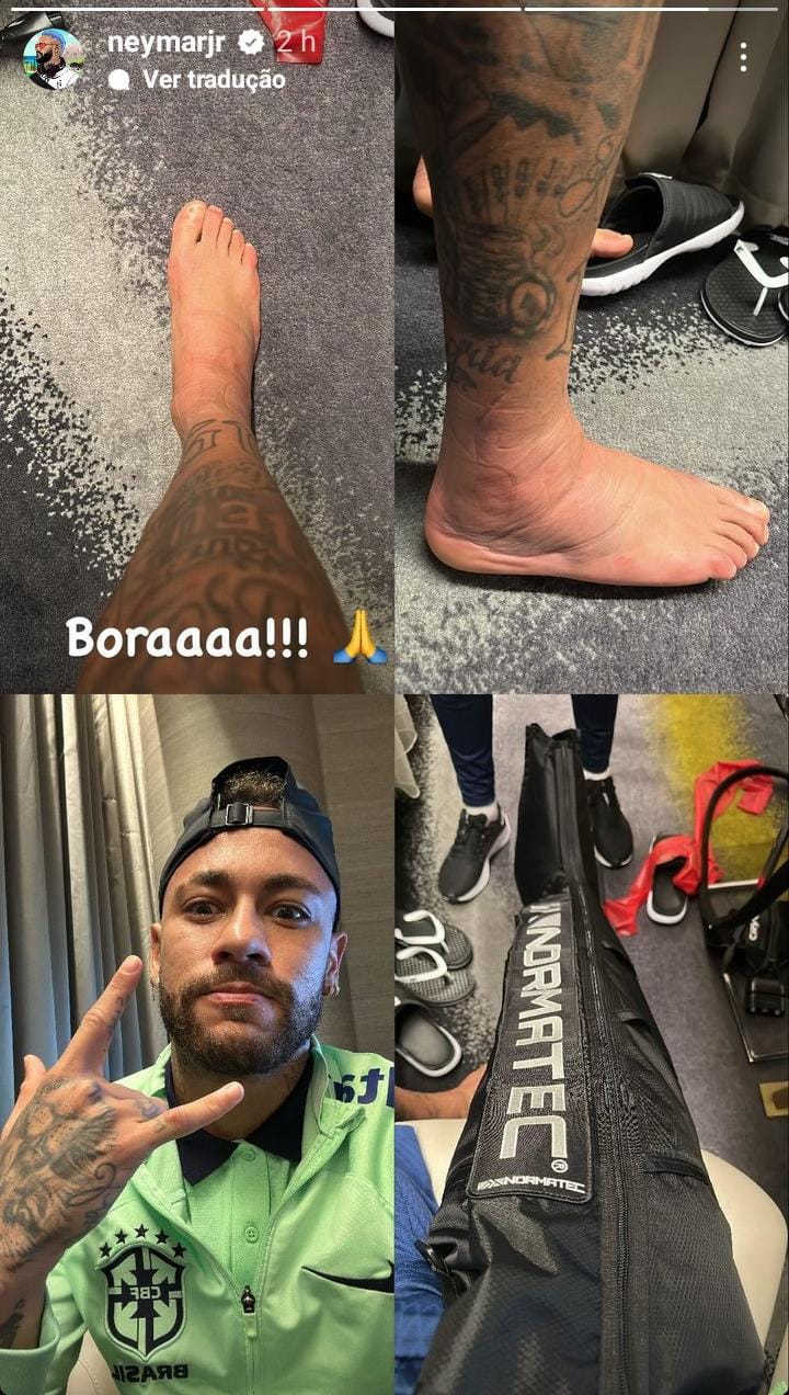 Neymar segue processo de recuperação da lesão que sofreu na estreia da Copa - Foto: Reprodução/Instagram