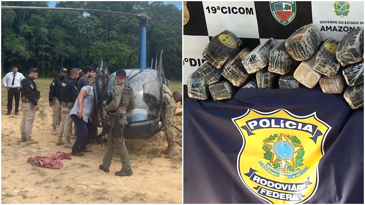 Polícia encontra mais de 200 kg de drogas em helicóptero na BR-174
