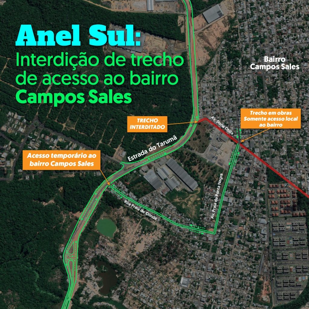 Confira o mapa do desvio da rua Dona Otília, no Campos Sales - Divulgação/Seinfra