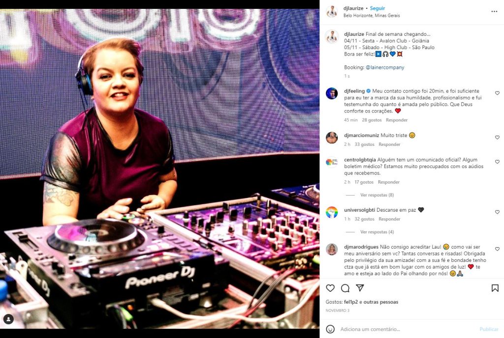 A DJ Laurize morreu após cair do trio elétrico - Foto: Reprodução/Instagram @djlaurize