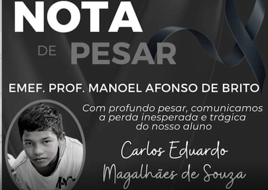 Escola onde Carlos Eduardo estudava lamento a morte precoce do adolescente - Foto: Reprodução/TV Norte