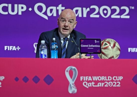 Fifa Mundial de Clubes O presidente da Fifa, Gianni Infantino, durante coletiva de imprensa em Doha, no Catar - Foto: Heuler Andrey/Dia Esportivo/Estadão Conteúdo