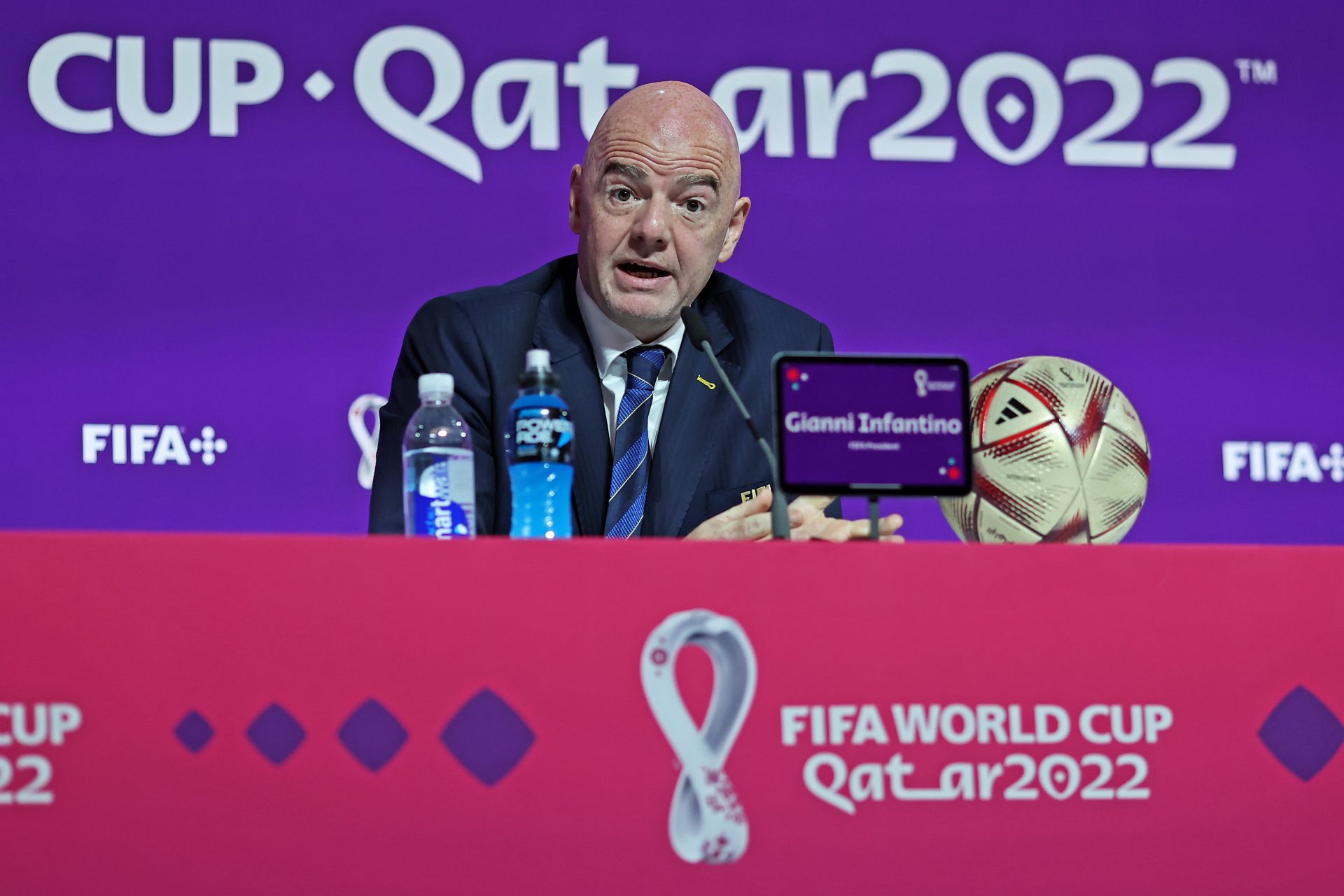 Fifa Mundial de Clubes O presidente da Fifa, Gianni Infantino, durante coletiva de imprensa em Doha, no Catar - Foto: Heuler Andrey/Dia Esportivo/Estadão Conteúdo