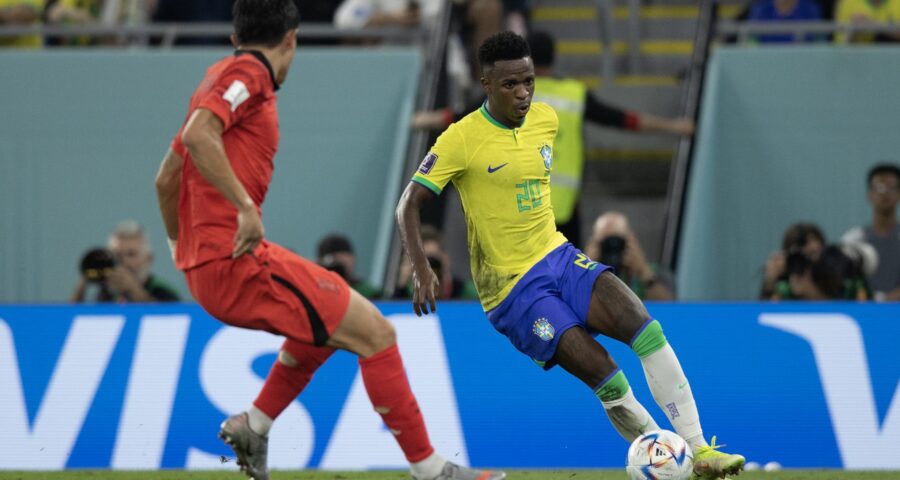 Vini Jr foi autor do primeiro gol na goleada de 4 a 1 sobre coreanos - Foto: Lucas Figueiredo/CBF