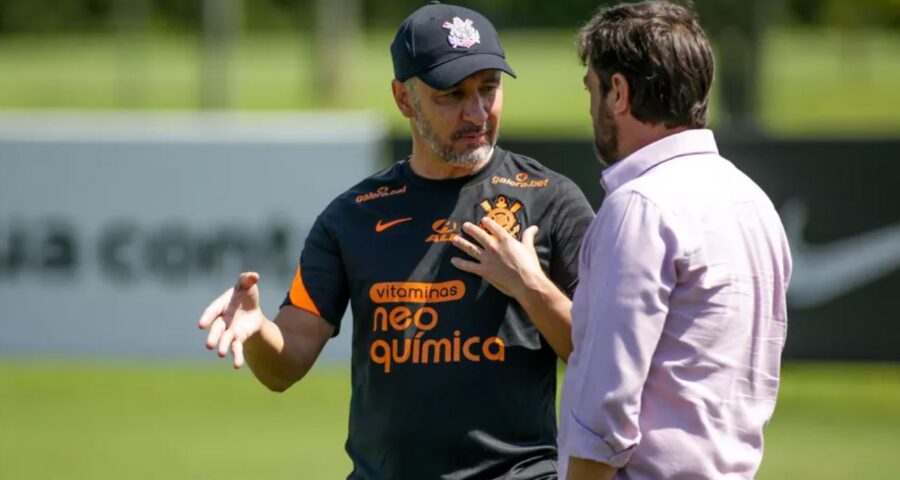 Vítor Pereira e o presidente Duilio Monteiro - Foto: Rodrigo Coca/Ag. Corinthians