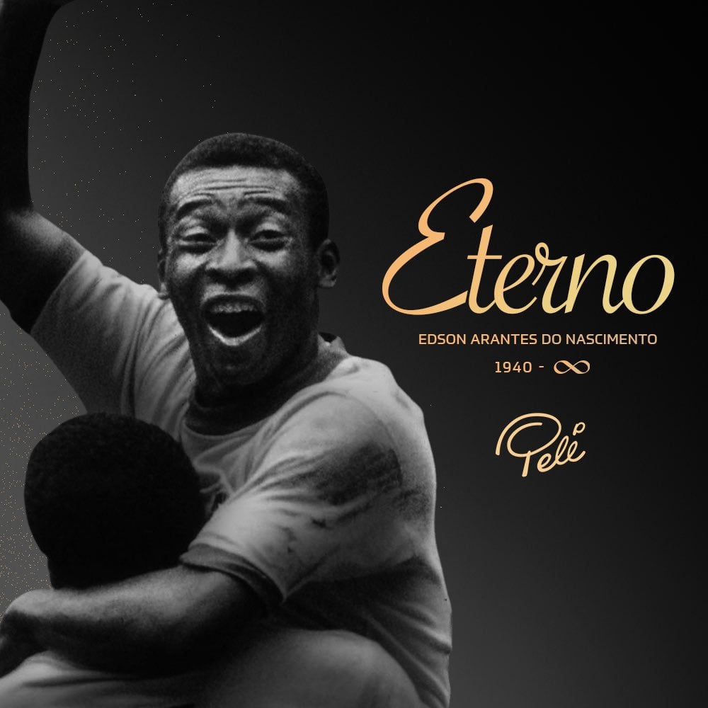 CBF postou homenagem ao rei Pelé no twitter e usou foto de comemoração de gol do ex-jogador - Foto: Reprodução/Twiiter CBF_oficial
