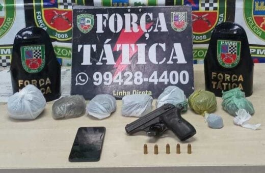 Jovem estava com pistola 380 com cinco munições - Foto: Divulgação/PMAM