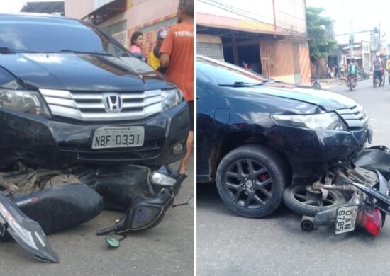 Mulher estava pilotando a moto e foi arremessada - Foto: Reprodução/WhatsApp