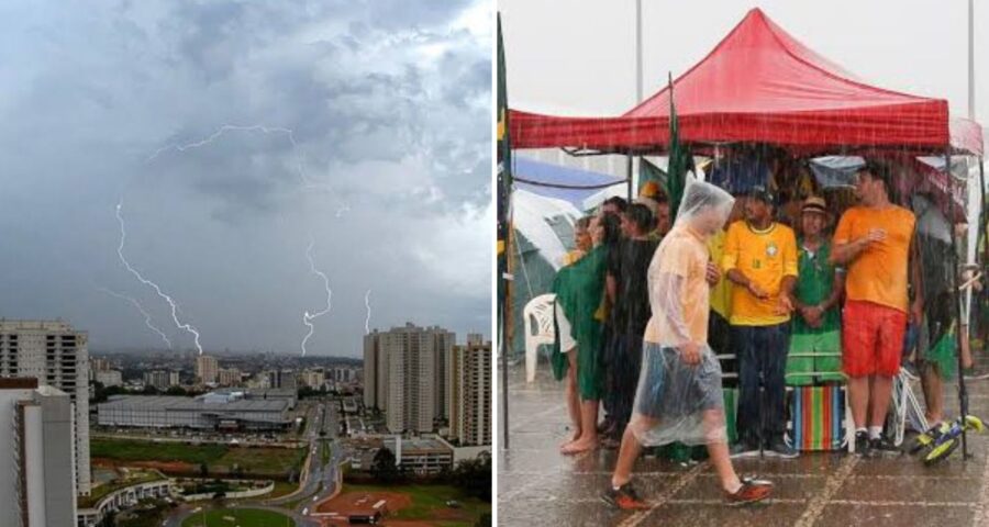 Tempestade com raios estava atingiu a capital federal - Foto: Reprodução/Twitter @choquei