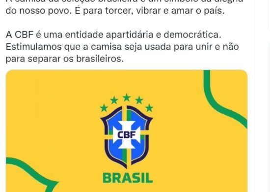 A CBF se posicionou nesta segunda (09) por meio de suas redes sociais - Foto: Reprodução/Twitter@CBF_Futebol