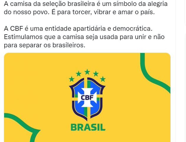 A CBF se posicionou nesta segunda (09) por meio de suas redes sociais - Foto: Reprodução/Twitter@CBF_Futebol