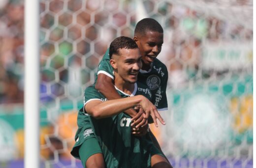 Ruan Ribeiro, do Palmeiras, comemora o seu gol na partida contra o América Mineiro, nesta quarta (25) - Foto: Alex Silva/Estadão Conteúdo