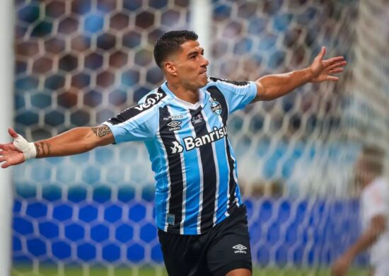 Luizito Suárez comemoea gol marcado contra o Caxias, neste sábado (21) - Foto: Reprodução/Twitter@gremio