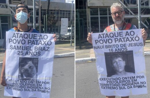 Gabinete de Crise - Ato em frente à Polícia Federal exigindo justiça pelos assassinatos no extremo sul da Bahia - Foto: Reprodução/Twitter@FelipeBrunoMF