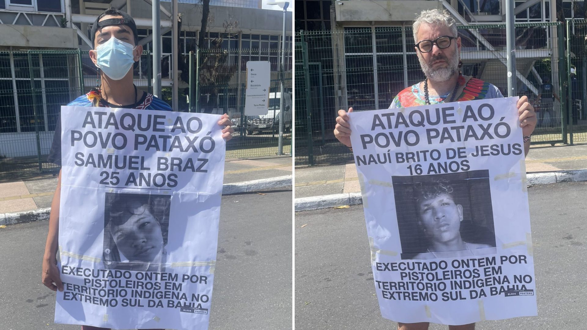 Gabinete de Crise - Ato em frente à Polícia Federal exigindo justiça pelos assassinatos no extremo sul da Bahia - Foto: Reprodução/Twitter@FelipeBrunoMF
