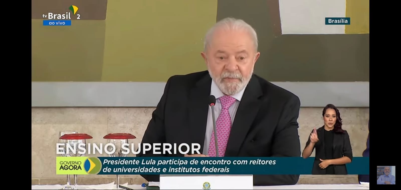 Lula reunido com reitores - Foto: Reprodução/Youtube