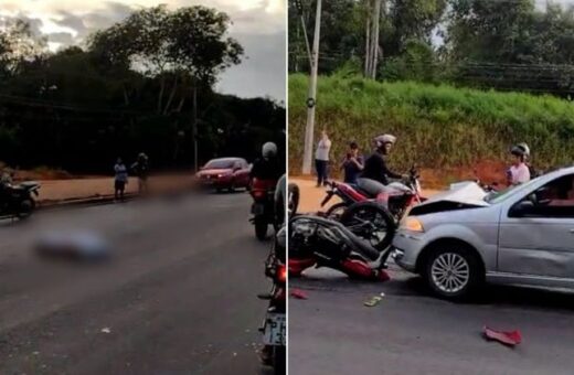 Acidente entre carro e moto deixa duas pessoas mortas em Manaus