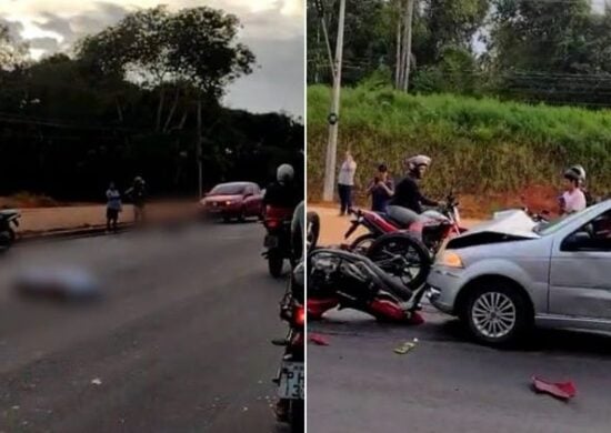 Acidente entre carro e moto deixa duas pessoas mortas em Manaus