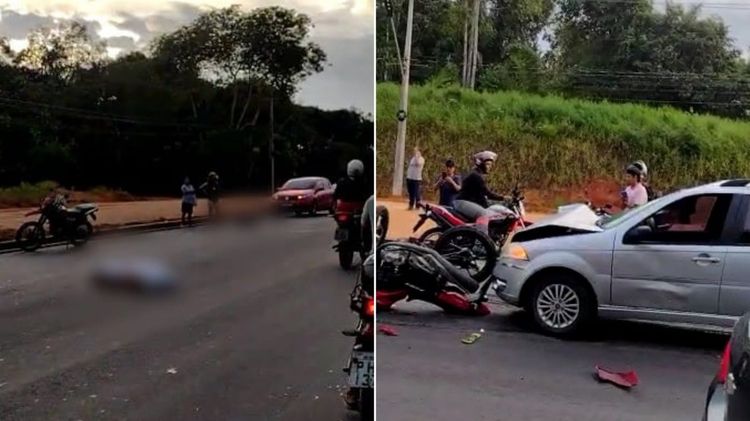 Acidente entre carro e moto deixa duas pessoas mortas em Manaus