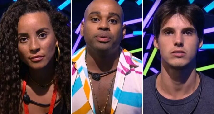 BBB23: Cezar, Domitila e Gabriel no segundo Paredão Imagem: Reprodução/Globoplay