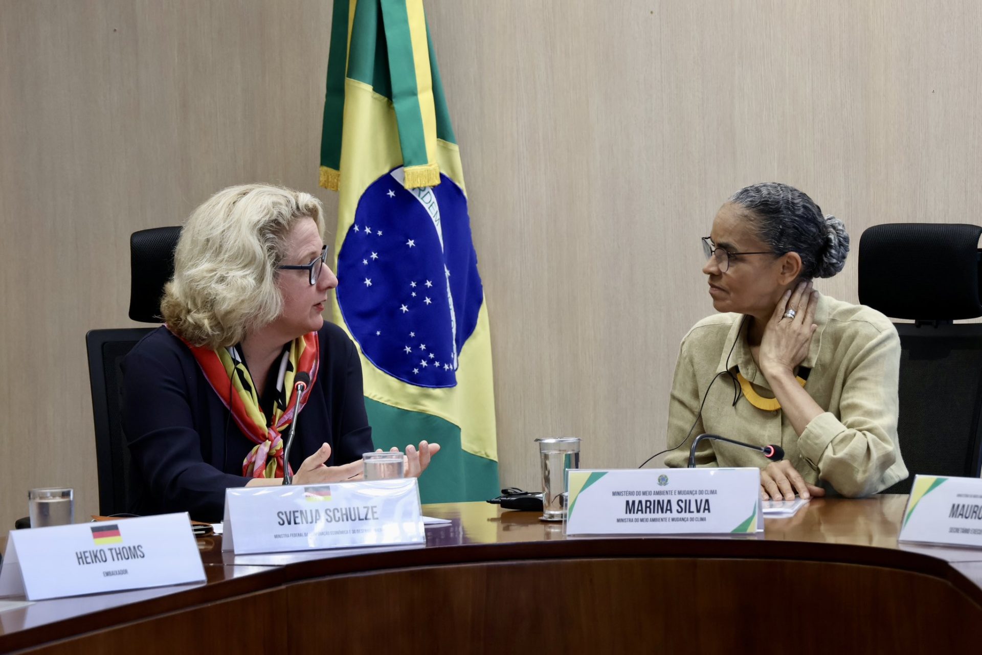 Encontro entre ministra da Alemanha e Marina Silva ocorreu nesta segunda (30) - Foto: Reprodução/Twitter @SvenjaSchulze68