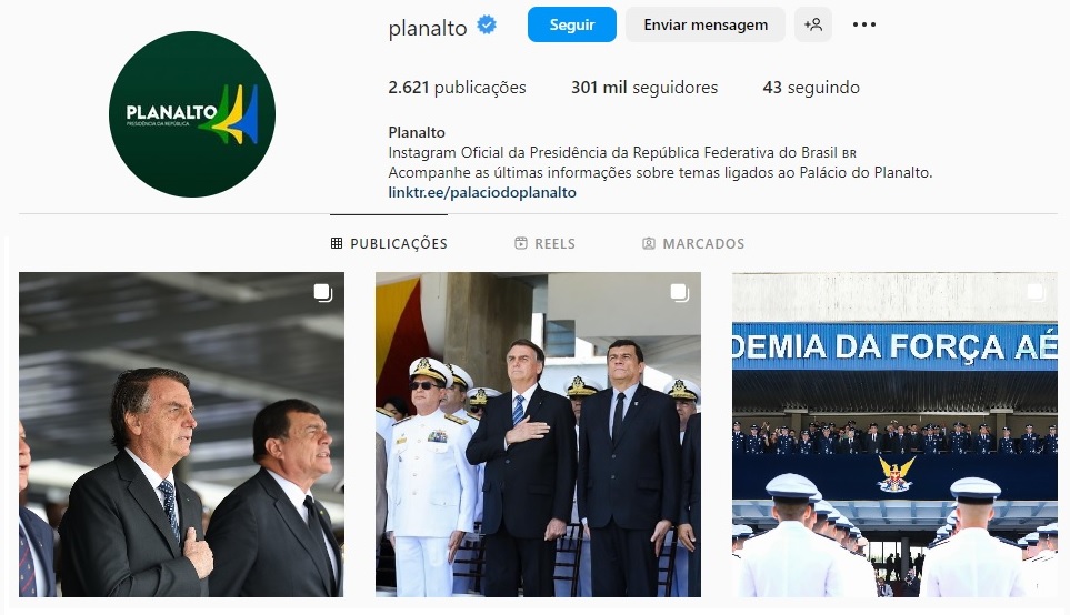 Instagram da Presidência da República segue desatualizado - Foto: Reprodução/Instagram @planalto