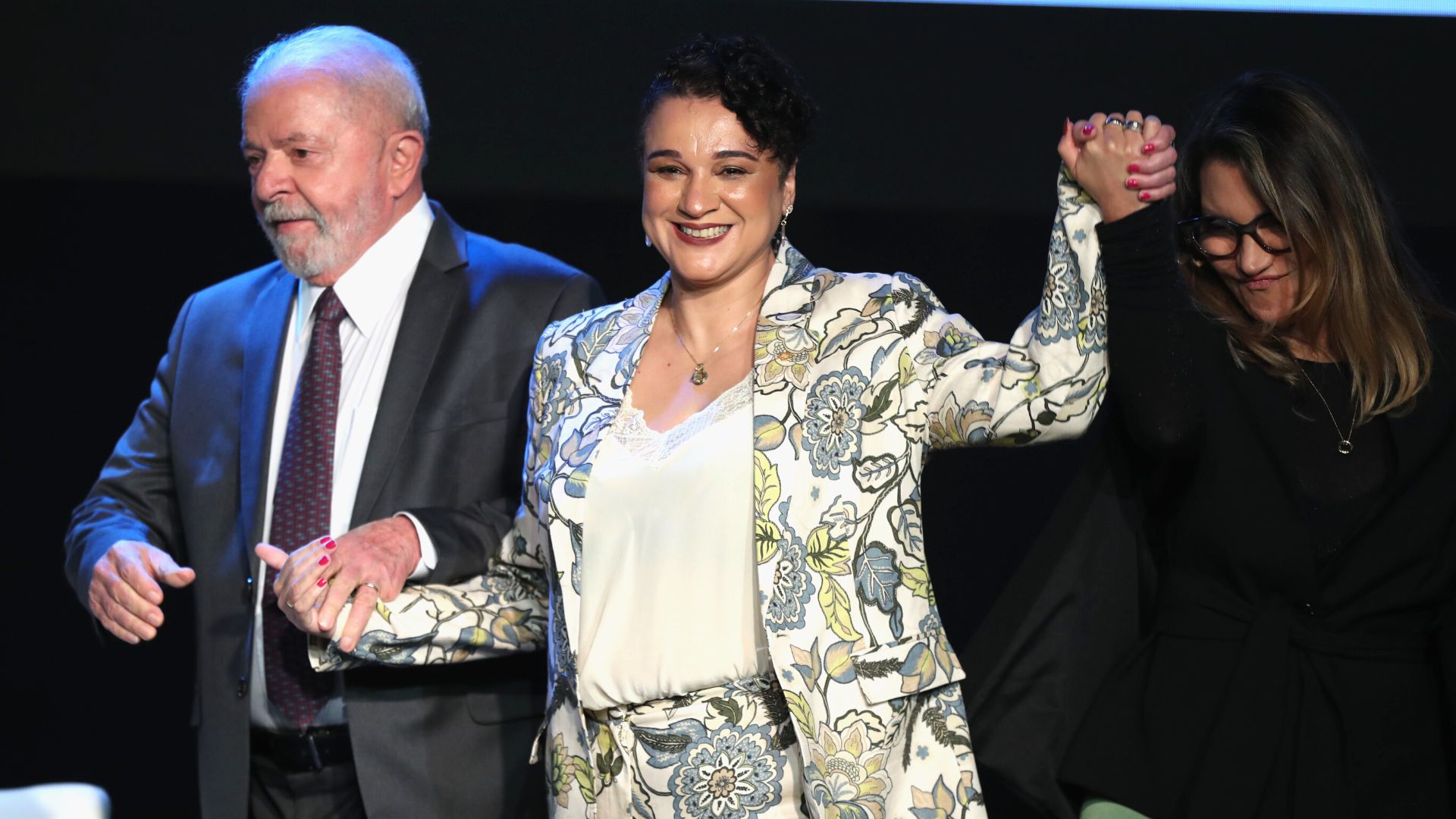 Presidente Lula, Tarciana Medeiros e Janja na posse da nova presidenta - Foto: Wilton Junior/Estadão Conteúdo