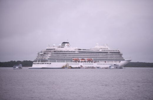 Navio Viking Sea é o primeio do ano da Temporada de Cruzeiros a chegar em Manaus - Foto: Tácio Melo/Amazonastur