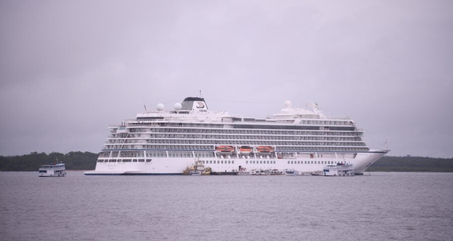 Navio Viking Sea é o primeio do ano da Temporada de Cruzeiros a chegar em Manaus - Foto: Tácio Melo/Amazonastur