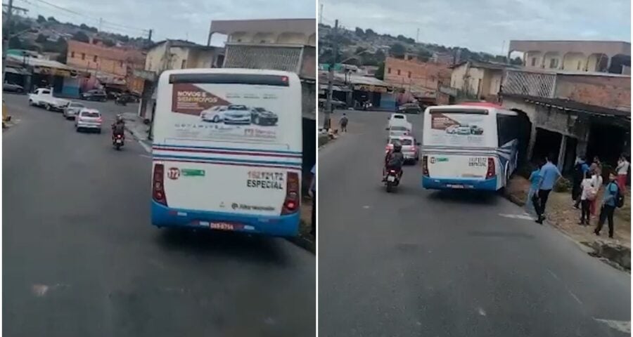 Condutor de ônibus perde controle e veículo invade casa em Manaus