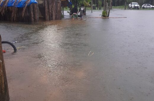 Comunidade Indígena do Rio Silveira, entre Bertioga e S. Sebastião fica alagada com chuva no Estado de São Paulo - Foto: Reprodução/Twitter@raulchristiano