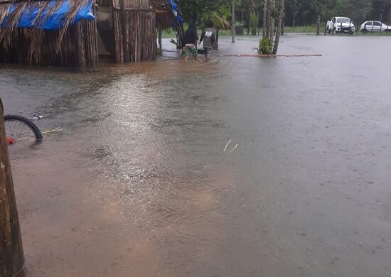 Comunidade Indígena do Rio Silveira, entre Bertioga e S. Sebastião fica alagada com chuva no Estado de São Paulo - Foto: Reprodução/Twitter@raulchristiano