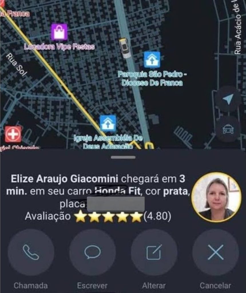 Imagens de Elize em aplicativo em São Paulo - Reprodução/Twitter@Its__Fla