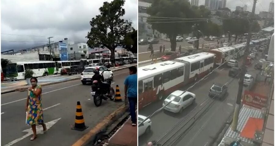 Rodoviários fazem paralisação no T1 na manhã desta quarta-feira em Manaus - Foto: Reprodução/Whatsapp