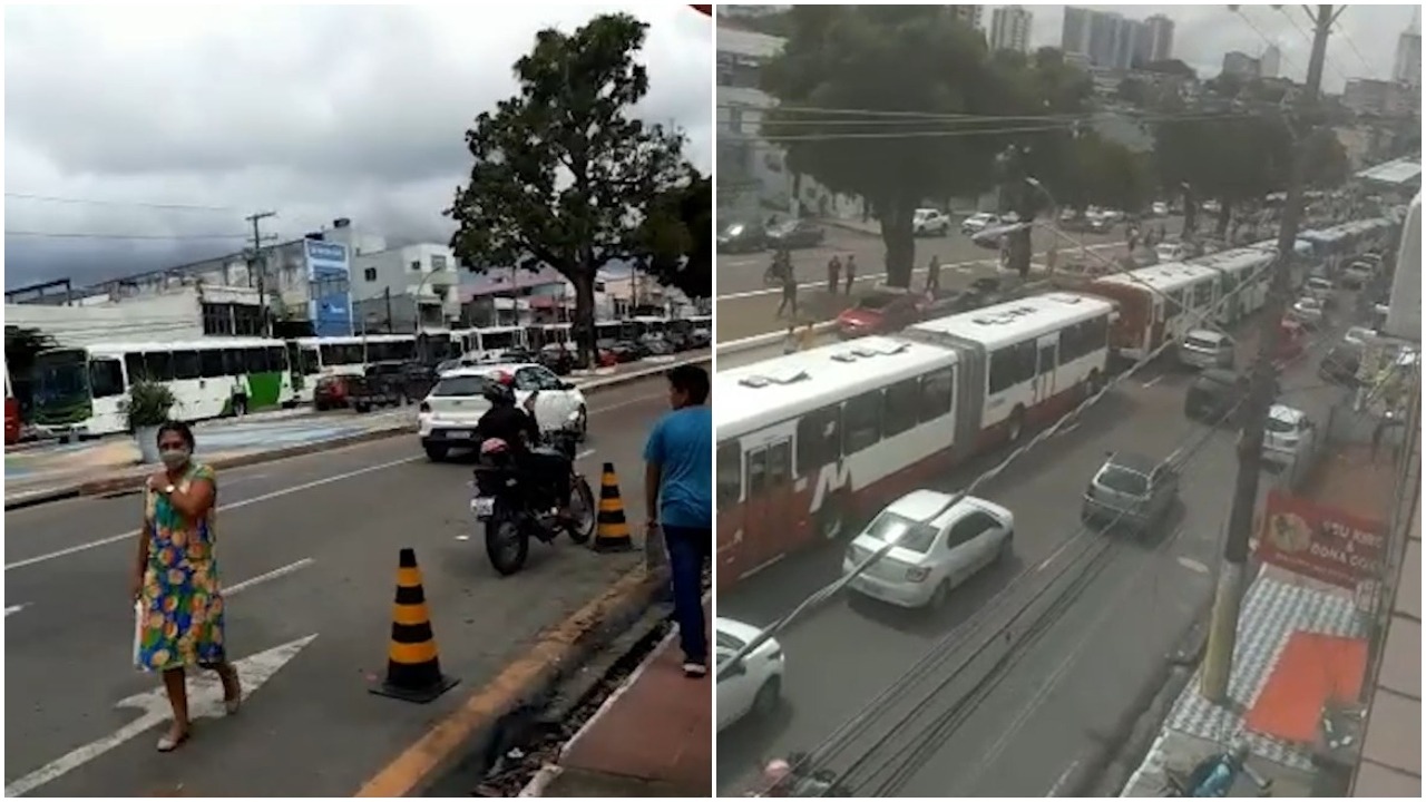 Rodoviários fazem paralisação no T1 na manhã desta quarta-feira em Manaus - Foto: Reprodução/Whatsapp