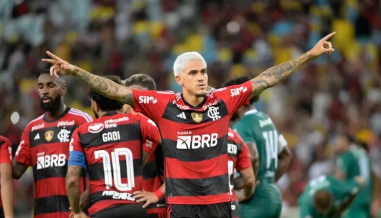 Pedro após marcar gol do Flamengo - Foto: Reprodução/Twitter@flamengo