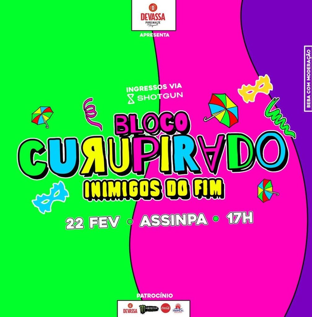 Bloco Curupirado inicia às 17h - Foto: Reprodução/Instagram @blococurupirado